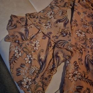 Rue21 Pink pallet Floral Bell Sleeved Shirt size Small